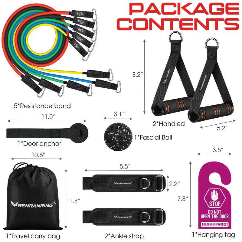 RENRANRING Resistance Bands for Working Out, 150LBS Exercise Bands, Workout Bands, Resistance Bands Set with Handles for Men Women, Legs Ankle Straps for Muscle Training - Image 2